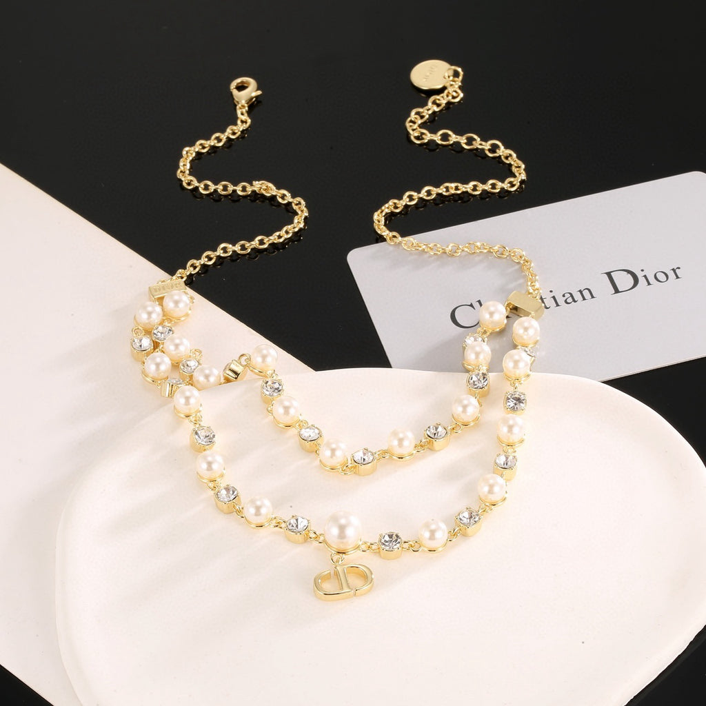 Dior Layered Pearl-Look Letter Necklace - product image 6
