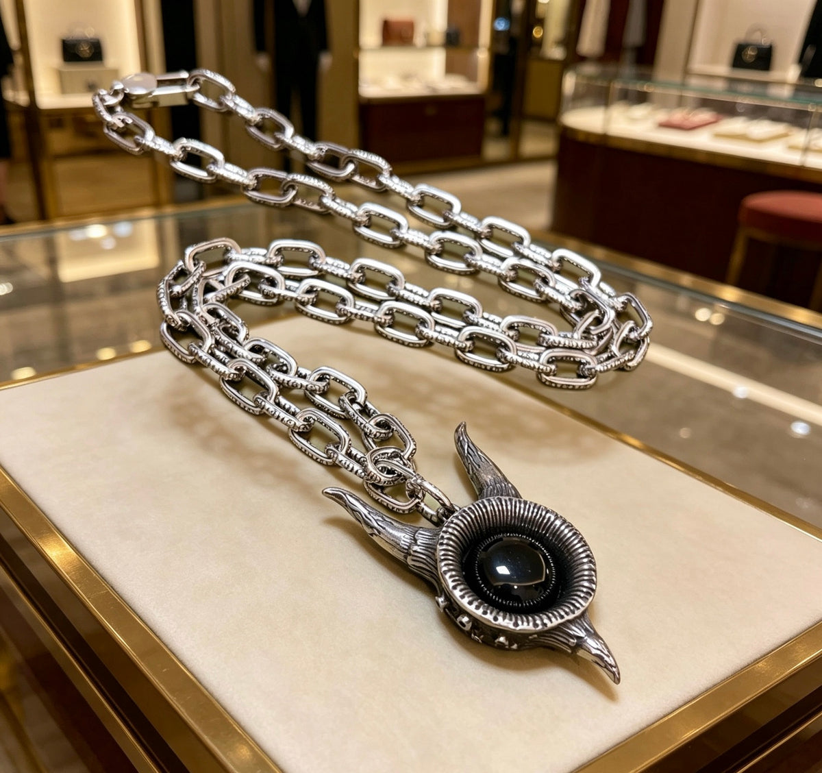 Gucci Anger Forest Interlocking G Antique Silver-Tone Silver-Tone Tag Antiqued Necklace - album image 1