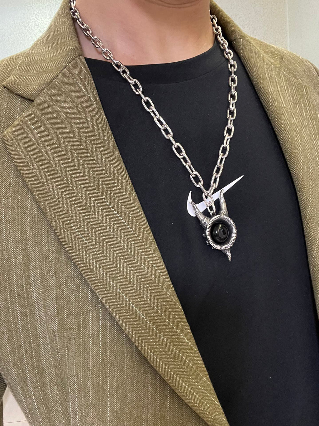 Gucci Anger Forest Interlocking G Antique Silver-Tone Silver-Tone Tag Antiqued Necklace - album image 9