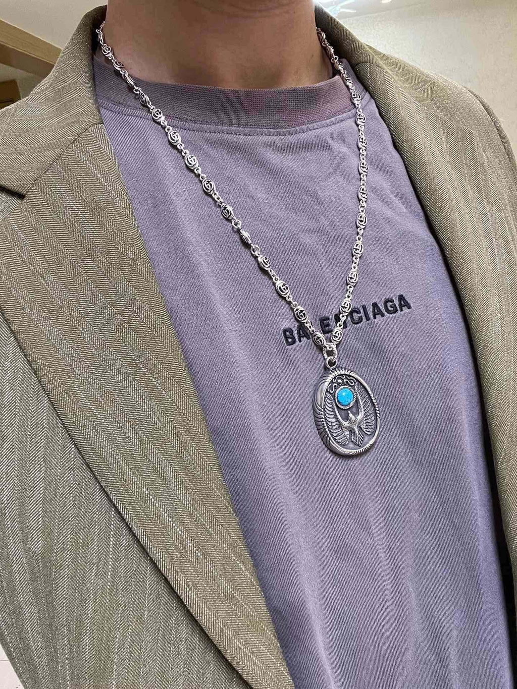 Gucci Anger Forest Interlocking G Antiqued Chain Necklace - album image 4