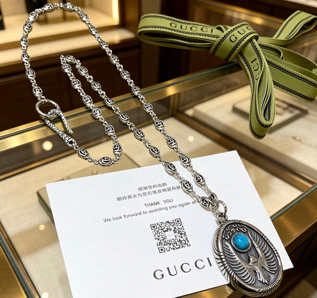 Gucci Anger Forest Interlocking G Antiqued Chain Necklace - album image 6