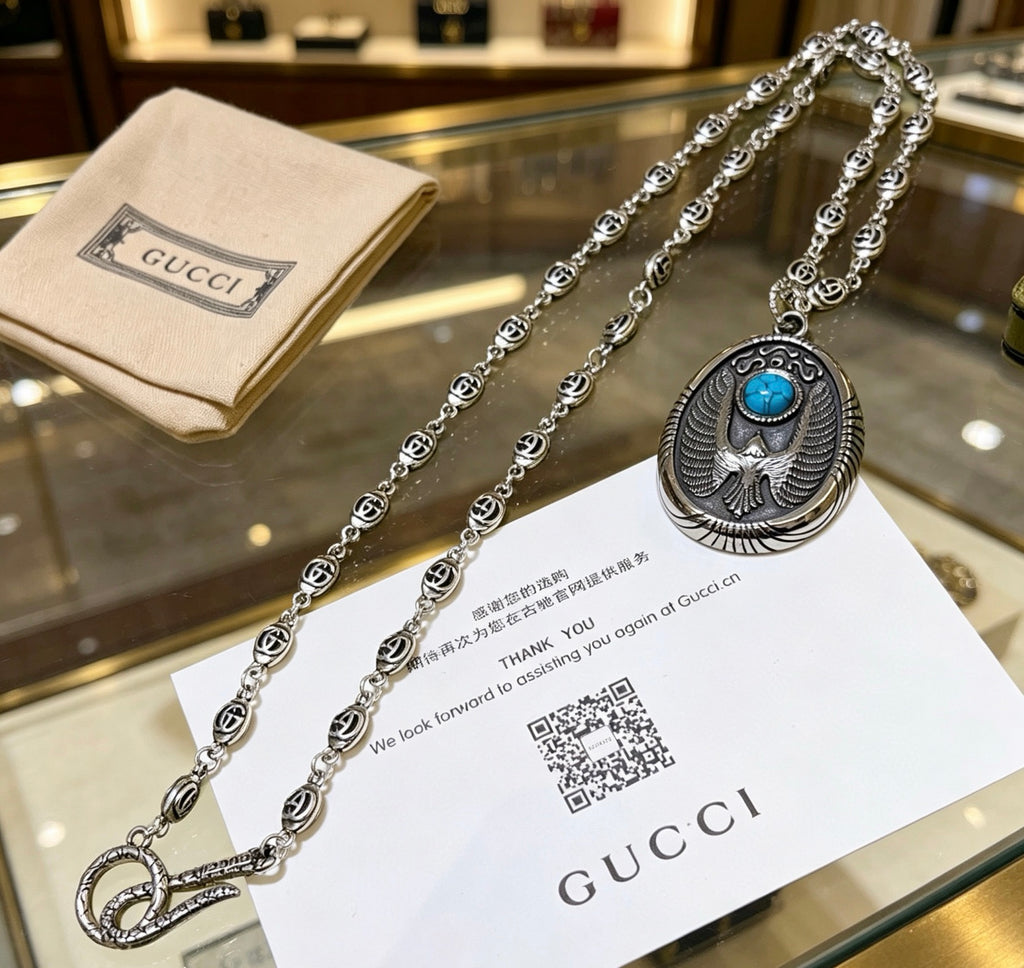 Gucci Anger Forest Interlocking G Antiqued Chain Necklace - album image 2