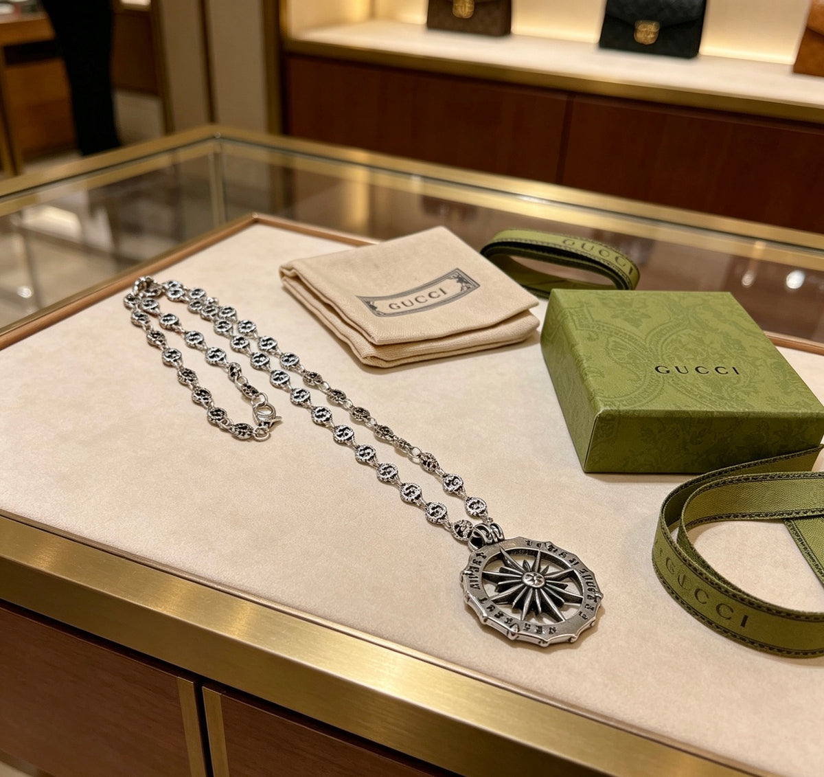 Gucci Anger Forest Interlocking G Antiqued Chain Necklace - album image 2