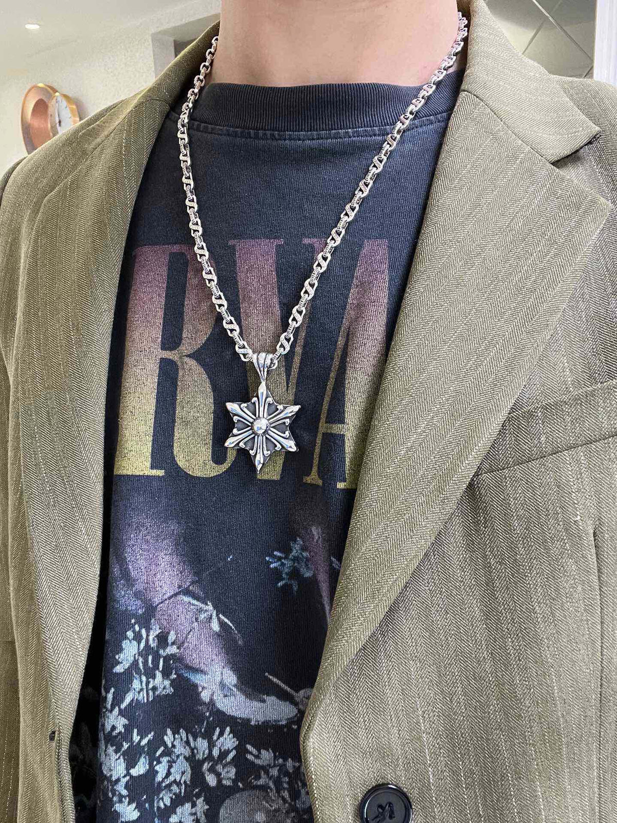 Gucci Anger Forest Interlocking G Mask Antiqued Chain Necklace - album image 3