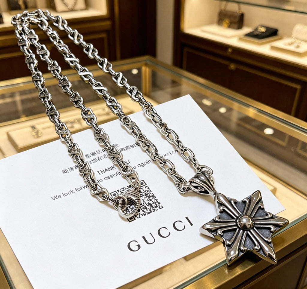 Gucci Anger Forest Interlocking G Mask Antiqued Chain Necklace - album image 8