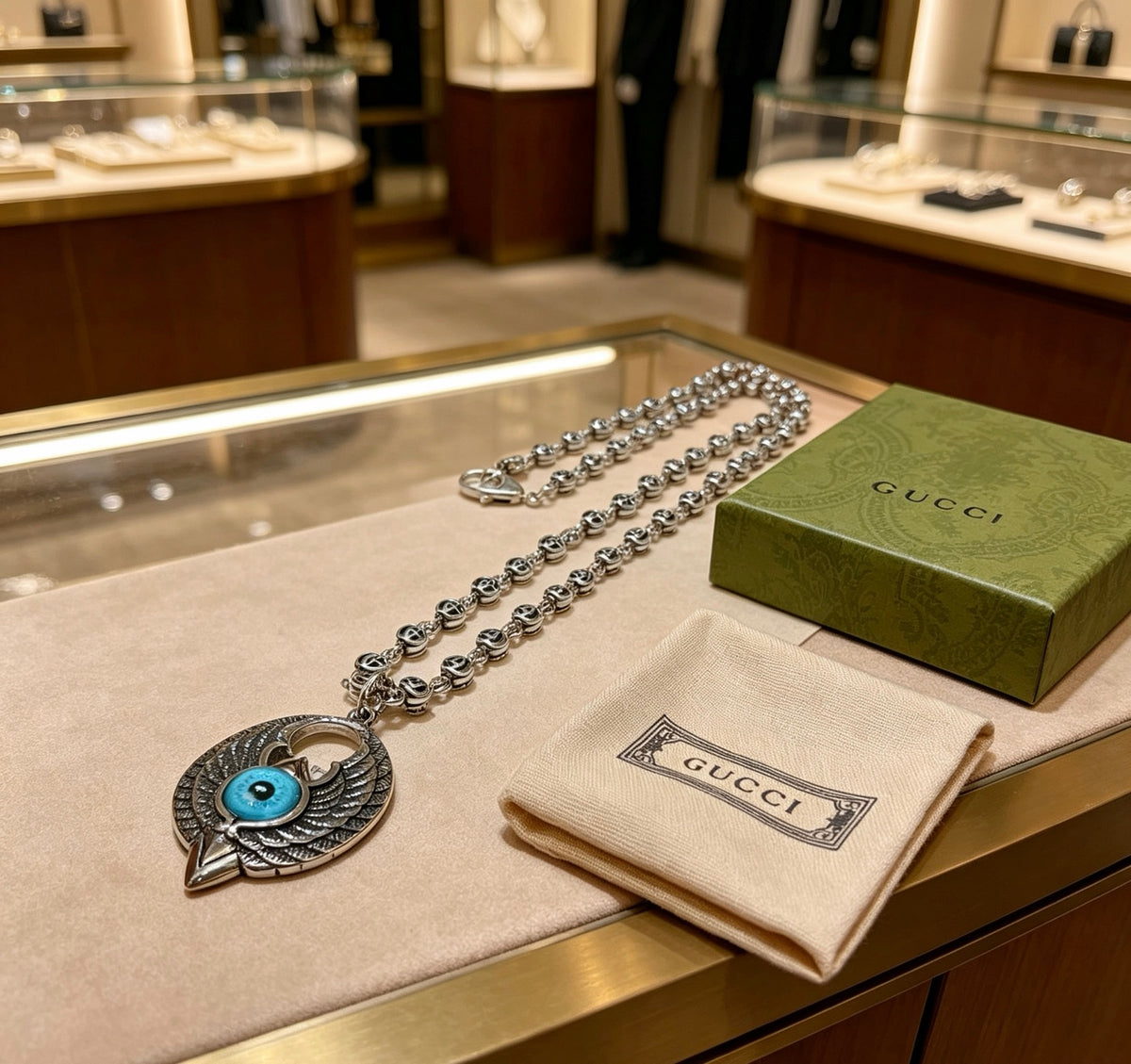 Gucci Anger Forest Interlocking G Antique Silver-Tone Silver-Tone Antiqued Chain Necklace - album image 5