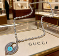 Gucci Anger Forest Interlocking G Antique Silver-Tone Silver-Tone Antiqued Chain Necklace - album image 1