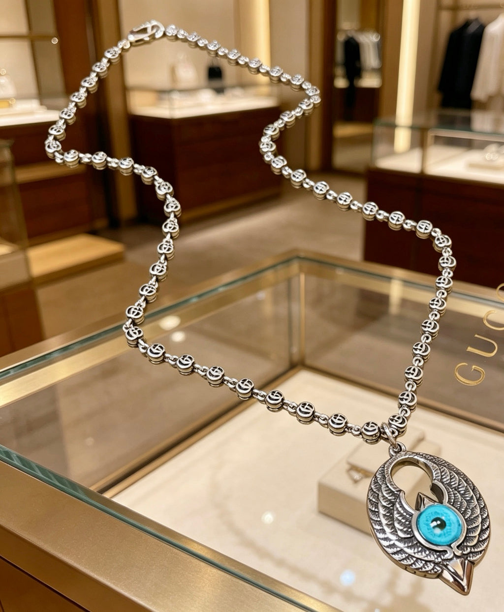 Gucci Anger Forest Interlocking G Antique Silver-Tone Silver-Tone Antiqued Chain Necklace - album image 4