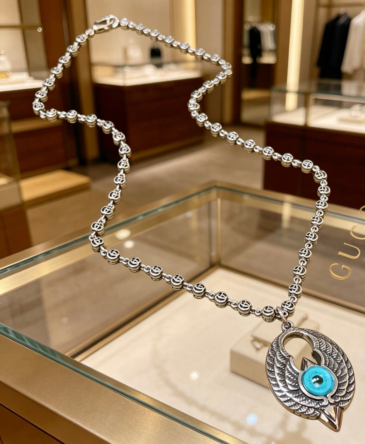 Gucci Anger Forest Interlocking G Antique Silver-Tone Silver-Tone Antiqued Chain Necklace - album image 4