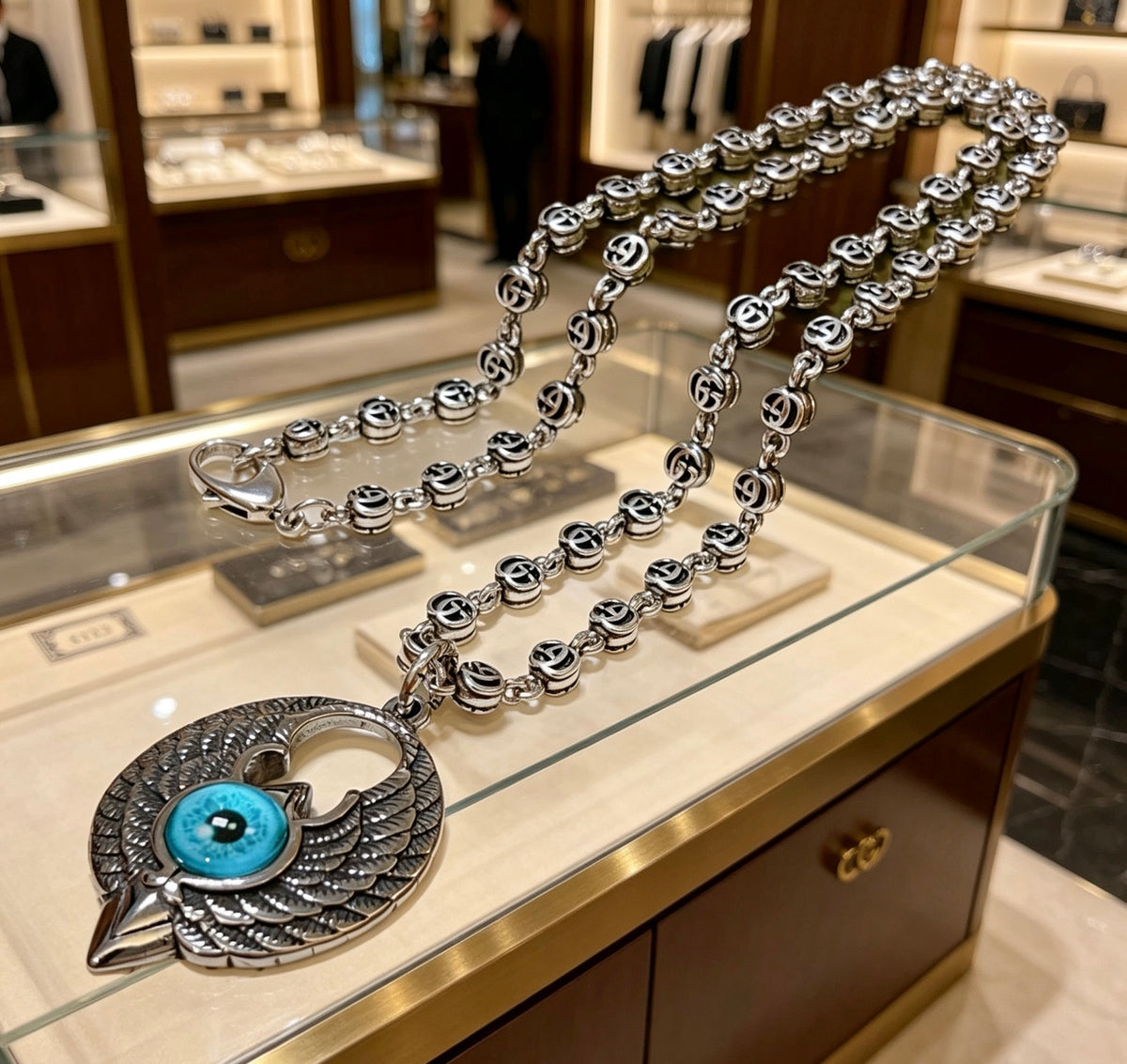 Gucci Anger Forest Interlocking G Antique Silver-Tone Silver-Tone Antiqued Chain Necklace - album image 2