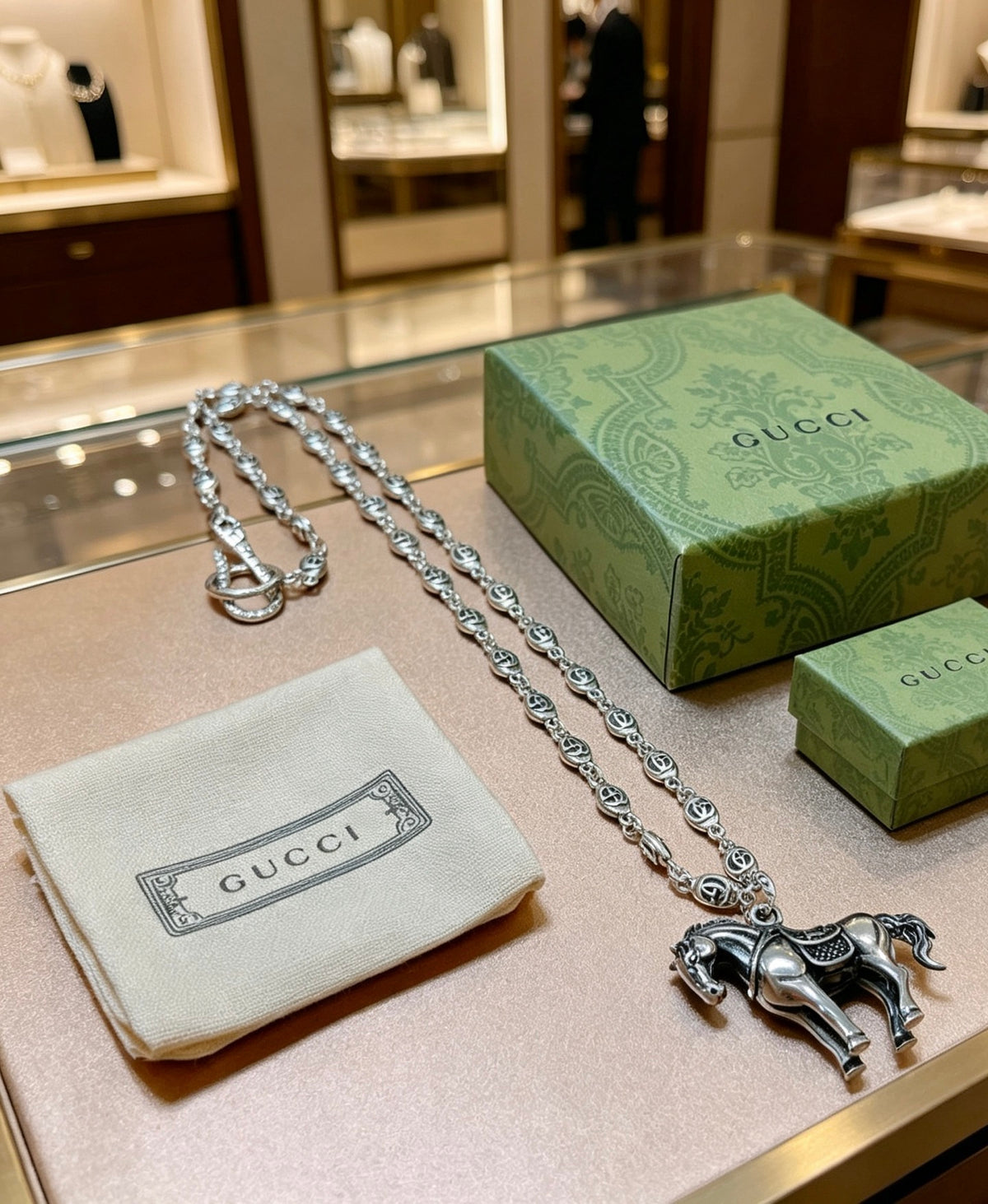 Gucci Anger Forest Interlocking G Antiqued Chain Necklace - album image 7