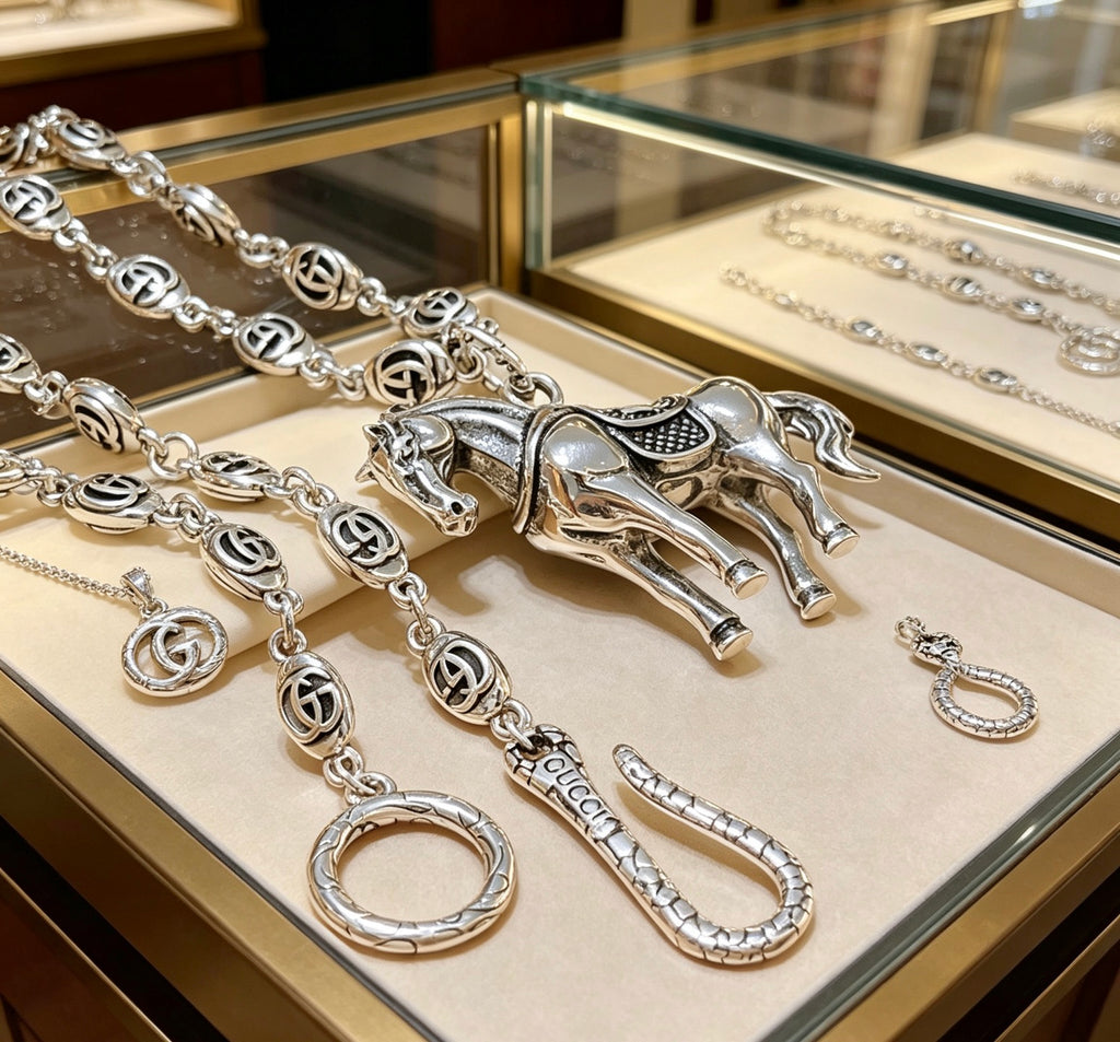 Gucci Anger Forest Interlocking G Antiqued Chain Necklace - album image 2