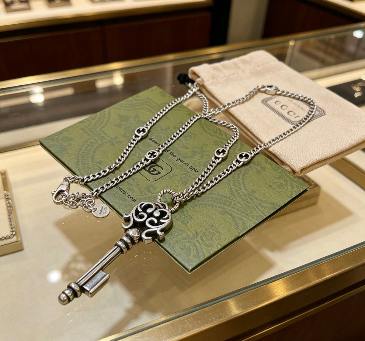 Gucci Anger Forest Interlocking G Antiqued Chain Necklace - album image 7