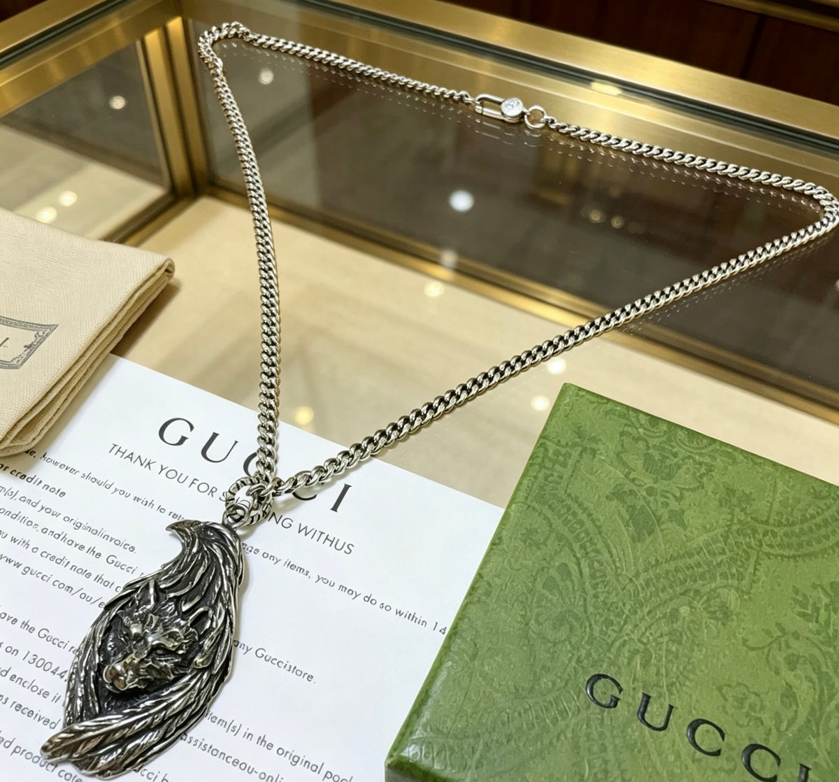 Gucci Anger Forest Interlocking G Antiqued Chain Necklace - album image 5