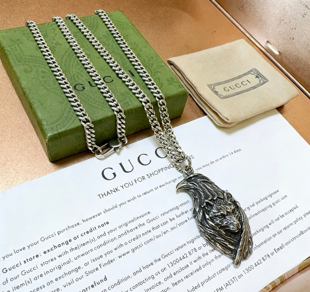 Gucci Anger Forest Interlocking G Antiqued Chain Necklace - album image 2