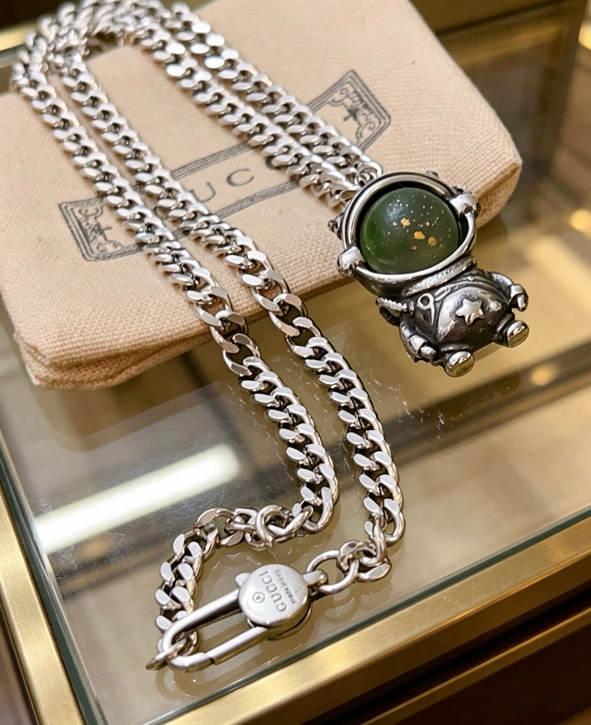 Gucci Anger Forest Interlocking G Antiqued Chain Necklace - album image 3
