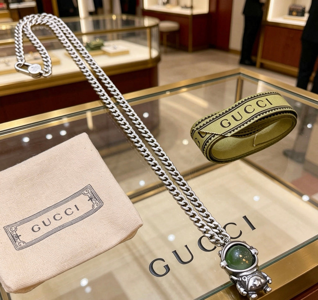 Gucci Anger Forest Interlocking G Antiqued Chain Necklace - album image 1