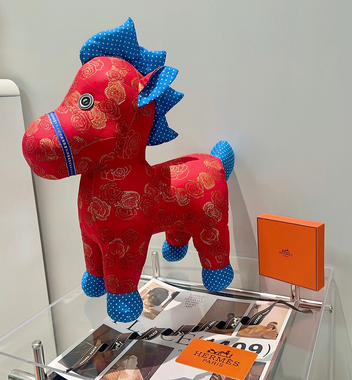 Hermès Red and Blue Patterned Horse Plush Toy - album image 6