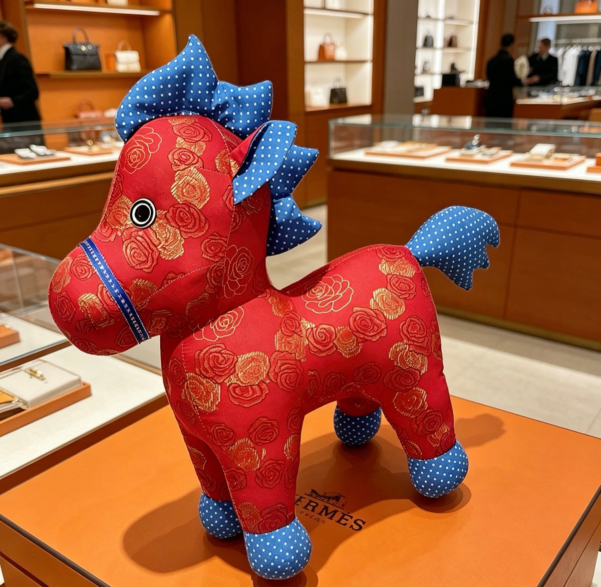 Hermès Red and Blue Patterned Horse Plush Toy - album image 4
