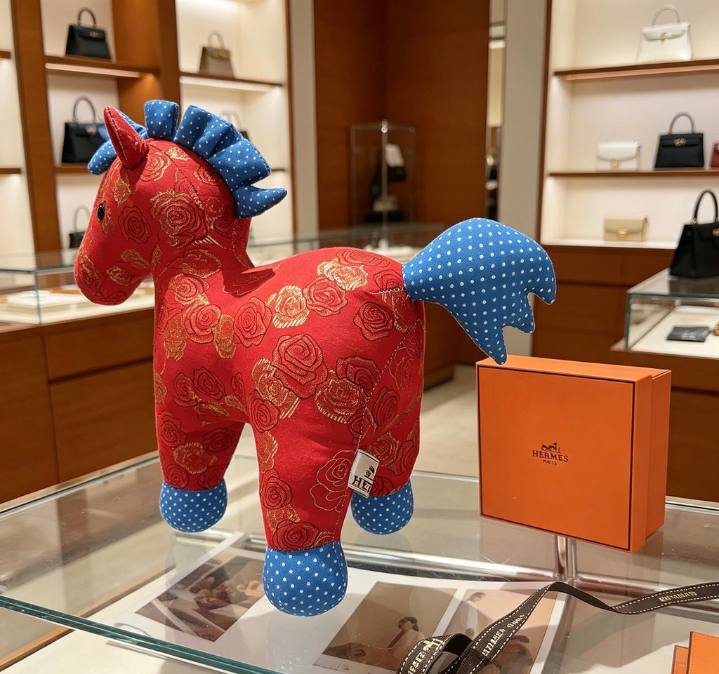 Hermès Red and Blue Patterned Horse Plush Toy - album image 5