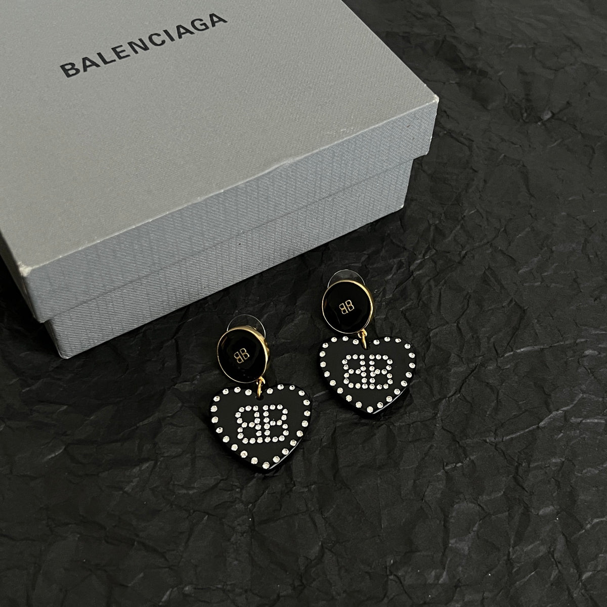 Balenciaga Black Round BB Drop Earrings - album image 1