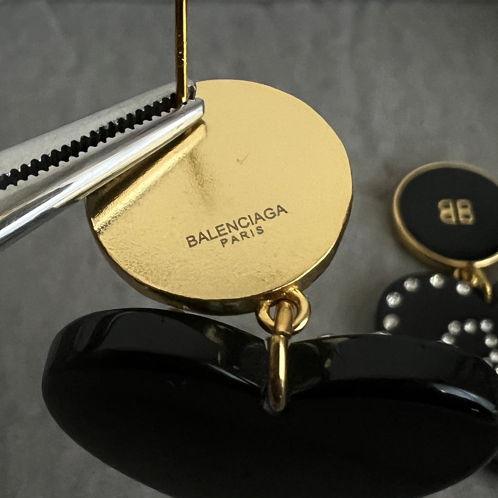 Balenciaga Black Round BB Drop Earrings - album image 6
