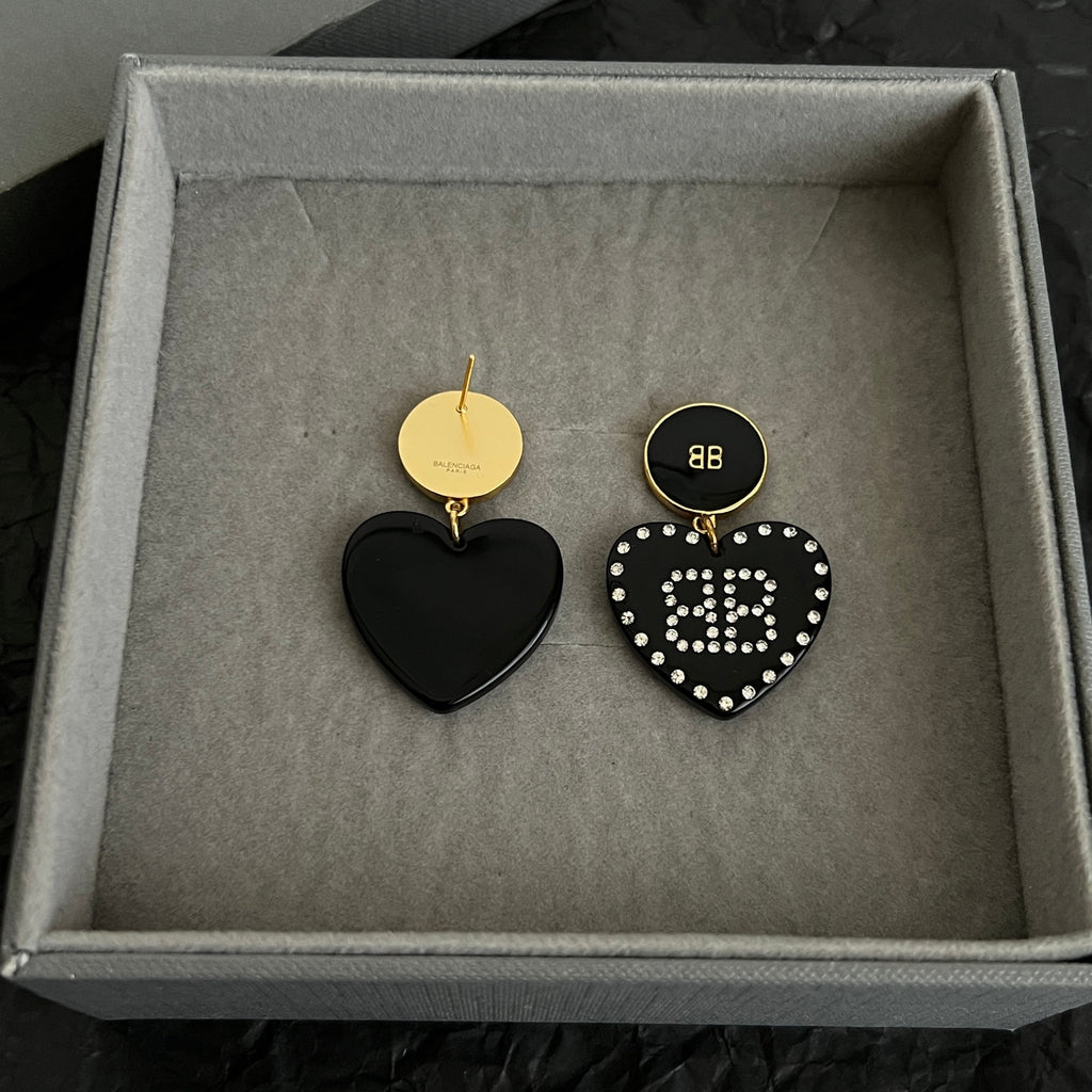 Balenciaga Black Round BB Drop Earrings - album image 5