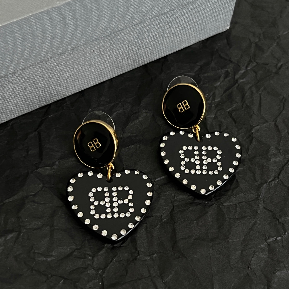 Balenciaga Black Round BB Drop Earrings - album image 3