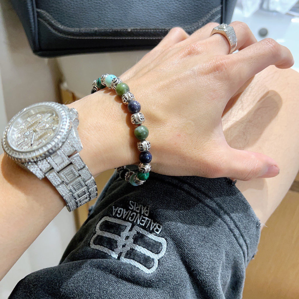 Gucci Anger Forest Interlocking G Agate Beaded Crystal Accent Antiqued Bracelet - album image 7