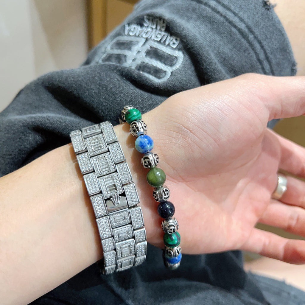 Gucci Anger Forest Interlocking G Agate Beaded Crystal Accent Antiqued Bracelet - album image 4