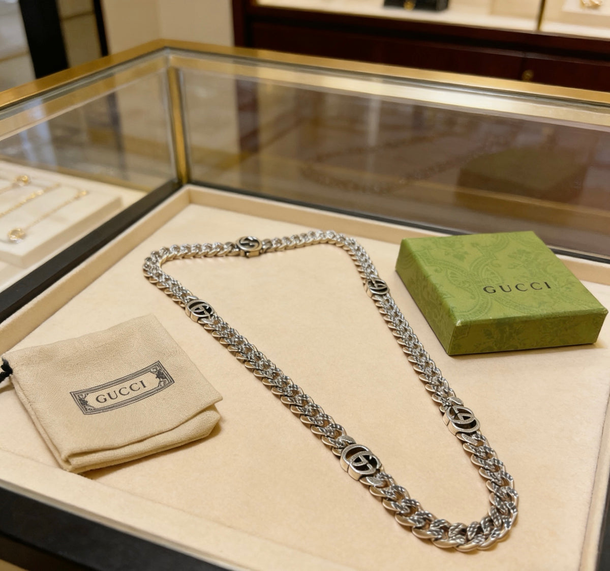Gucci Anger Forest Interlocking G Antiqued Chain Necklace - album image 4