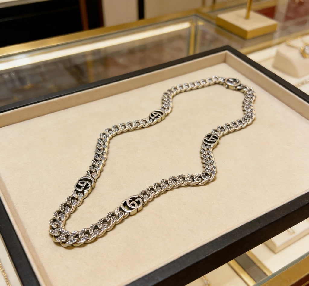 Gucci Anger Forest Interlocking G Antiqued Chain Necklace - album image 2