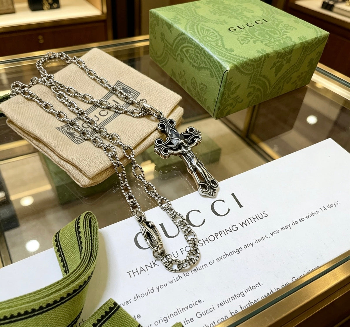 Gucci Anger Forest Interlocking G Antiqued Chain Necklace - album image 7