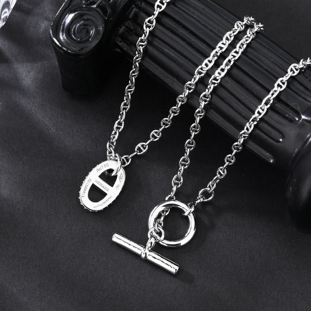 Hermès Silver and Rose Gold-Tone Anchor Pendant Necklace - album image 4