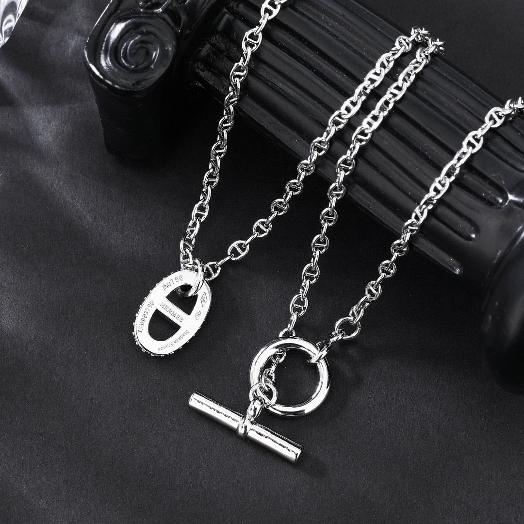 Hermès Silver and Rose Gold-Tone Anchor Pendant Necklace - album image 4