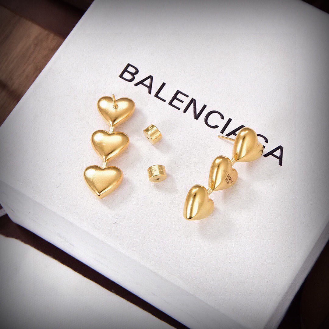 Balenciaga Gold-Tone Heart Stud Earrings - album image 4