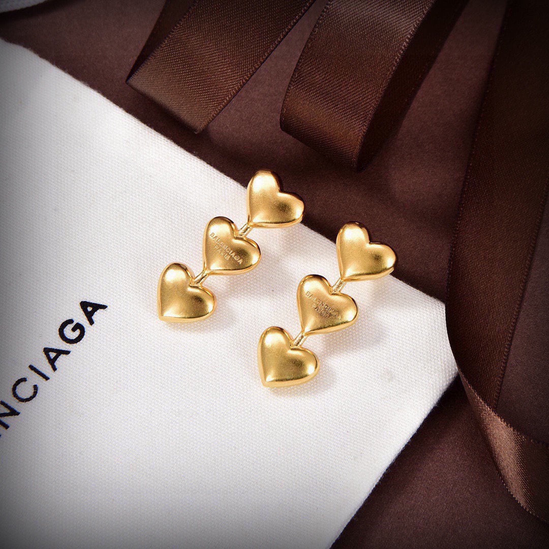 Balenciaga Gold-Tone Heart Stud Earrings - album image 2