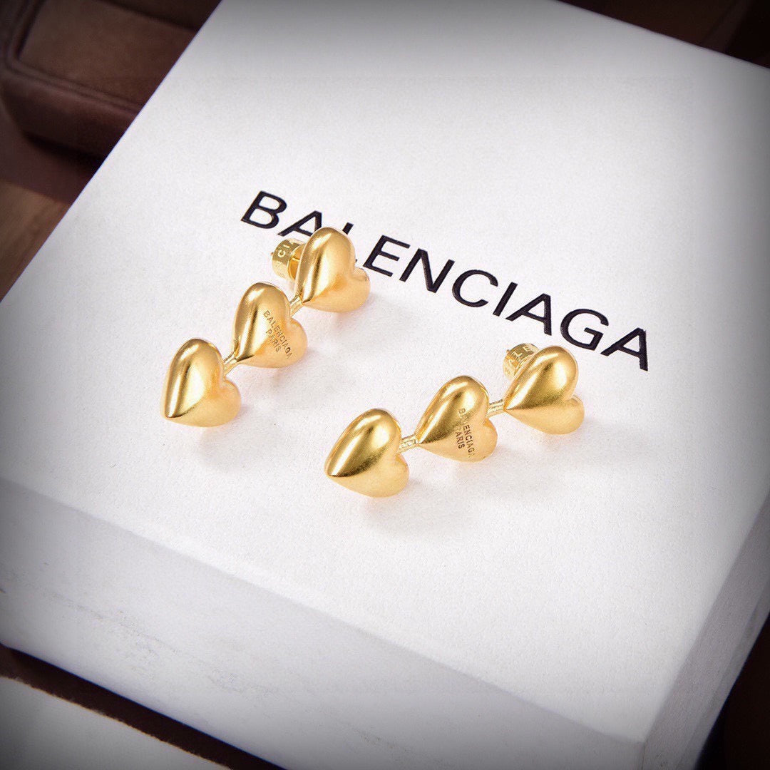 Balenciaga Gold-Tone Heart Stud Earrings - album image 3