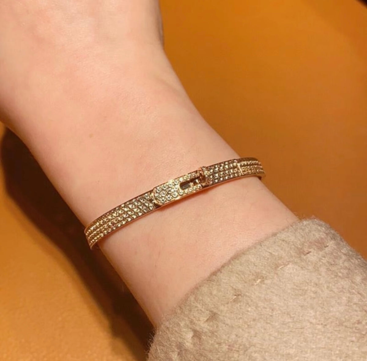Hermès Rose Gold-Tone Orange Printed H-Clasp Bangle - album image 8