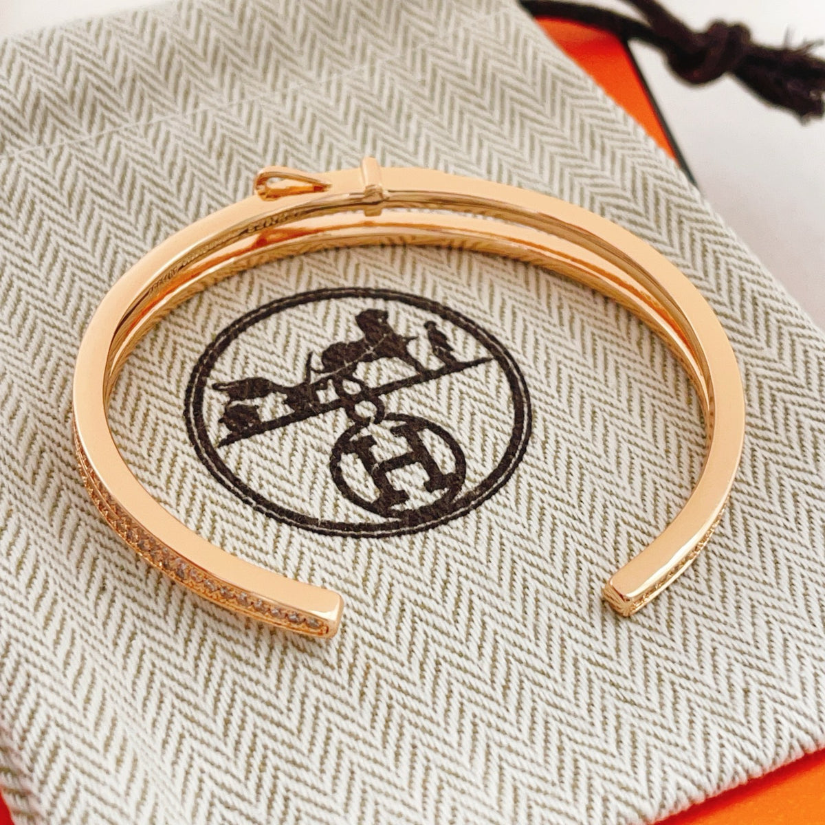 Hermès Rose Gold-Tone Rectangular-Link Pendant Necklace - album image 5
