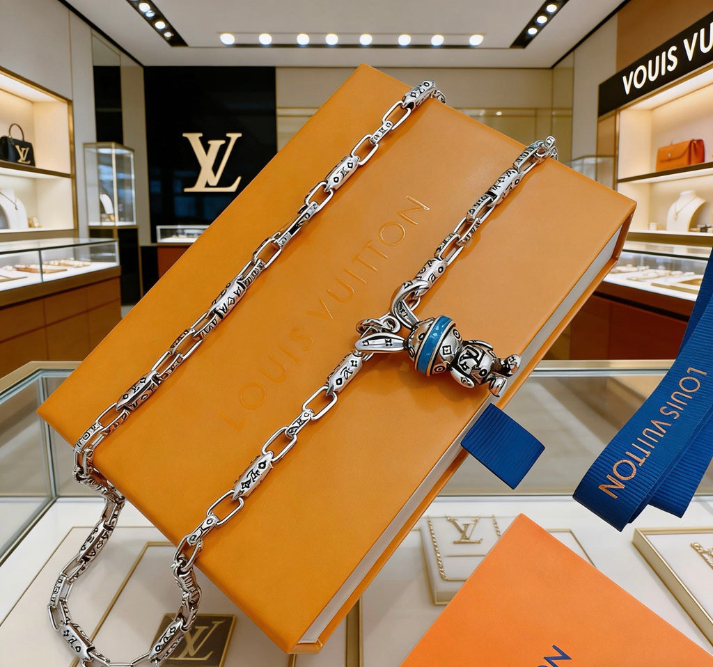 Louis Vuitton Silver-Tone Antiqued Chain Necklace - album image 1