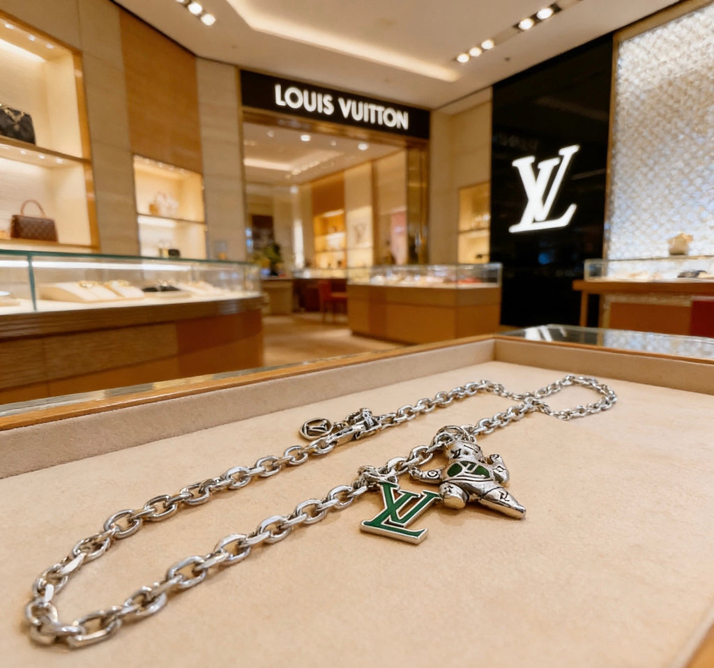 Louis Vuitton Silver-Tone Antiqued Chain Necklace - album image 1
