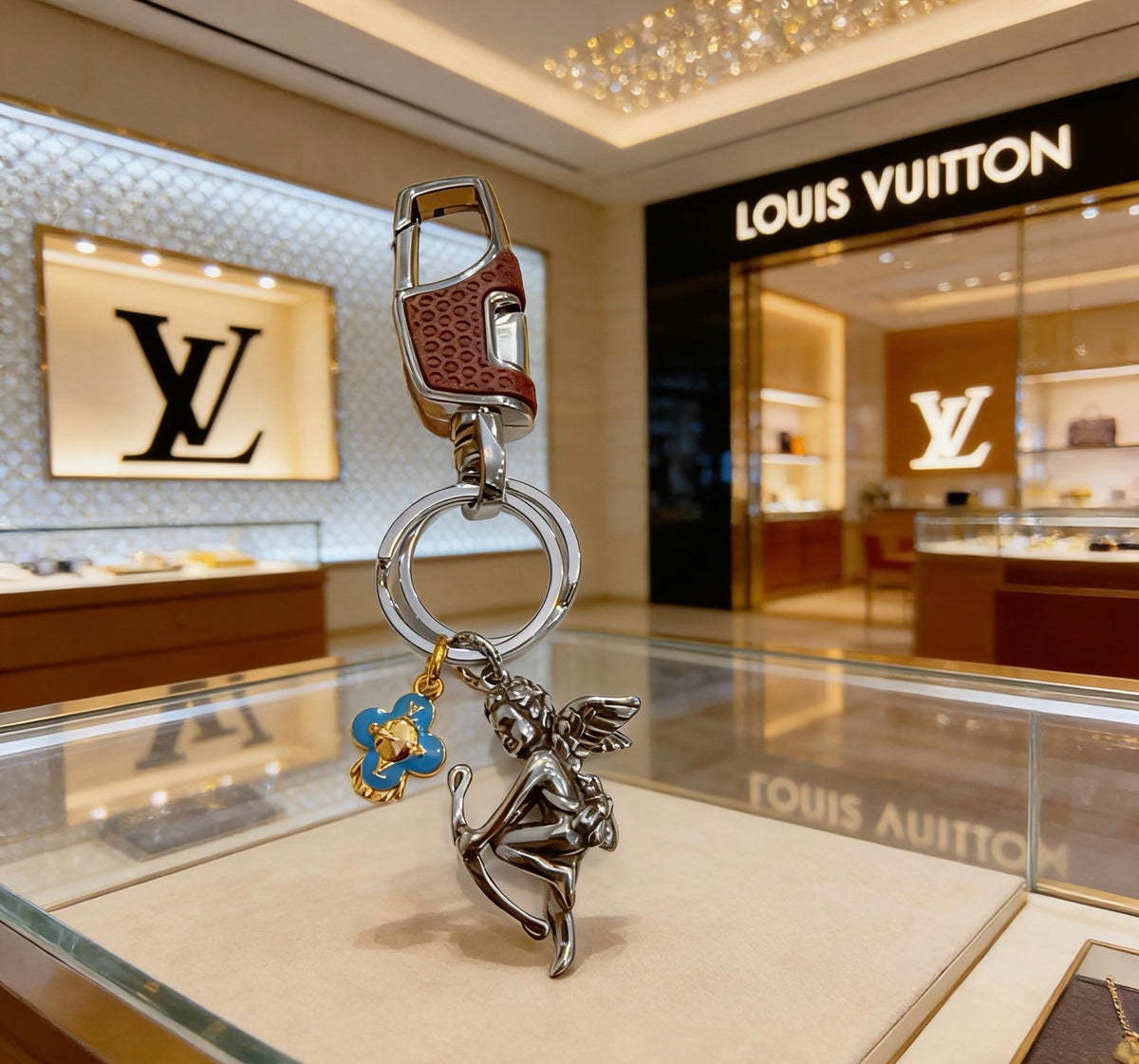 Louis Vuitton Silver-Tone Character Keychain with Flower Charms - album image 6