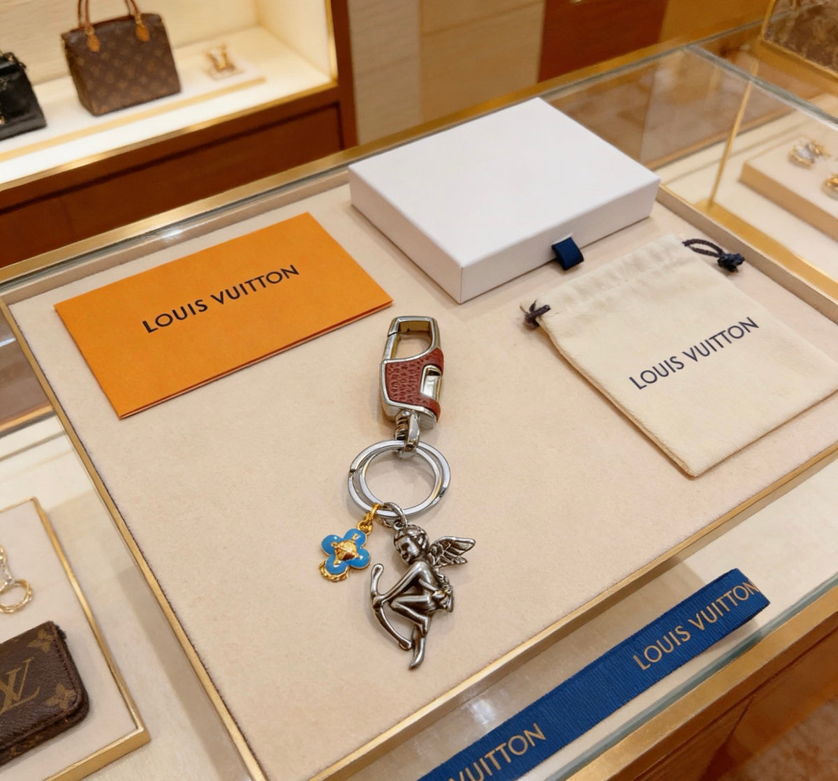 Louis Vuitton Silver-Tone Character Keychain with Flower Charms - album image 2