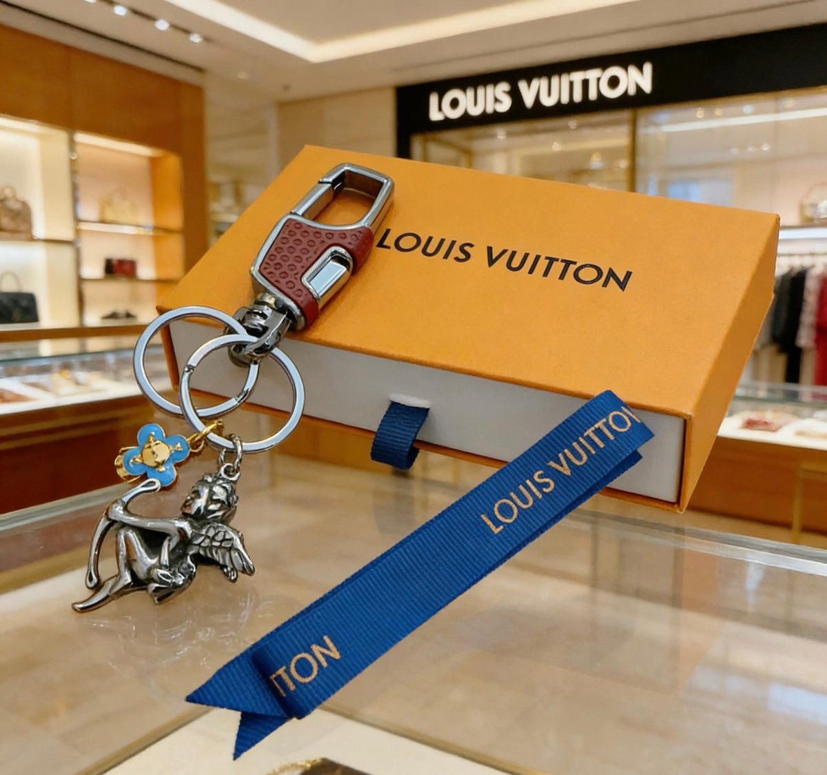 Louis Vuitton Silver-Tone Character Keychain with Flower Charms - album image 5
