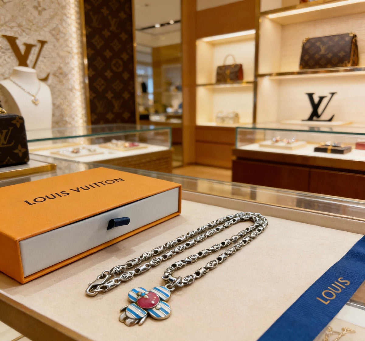 Louis Vuitton Silver-Tone Antiqued Chain Necklace - album image 7