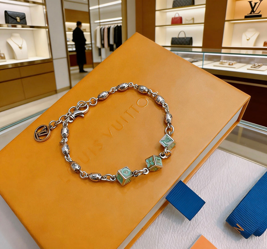 Louis Vuitton Silver-Tone Antiqued Cuban Link Chain Bracelet - album image 8