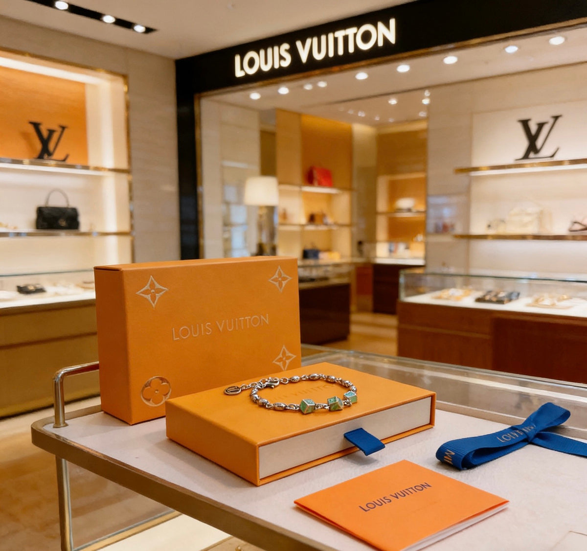 Louis Vuitton Silver-Tone Antiqued Cuban Link Chain Bracelet - album image 3