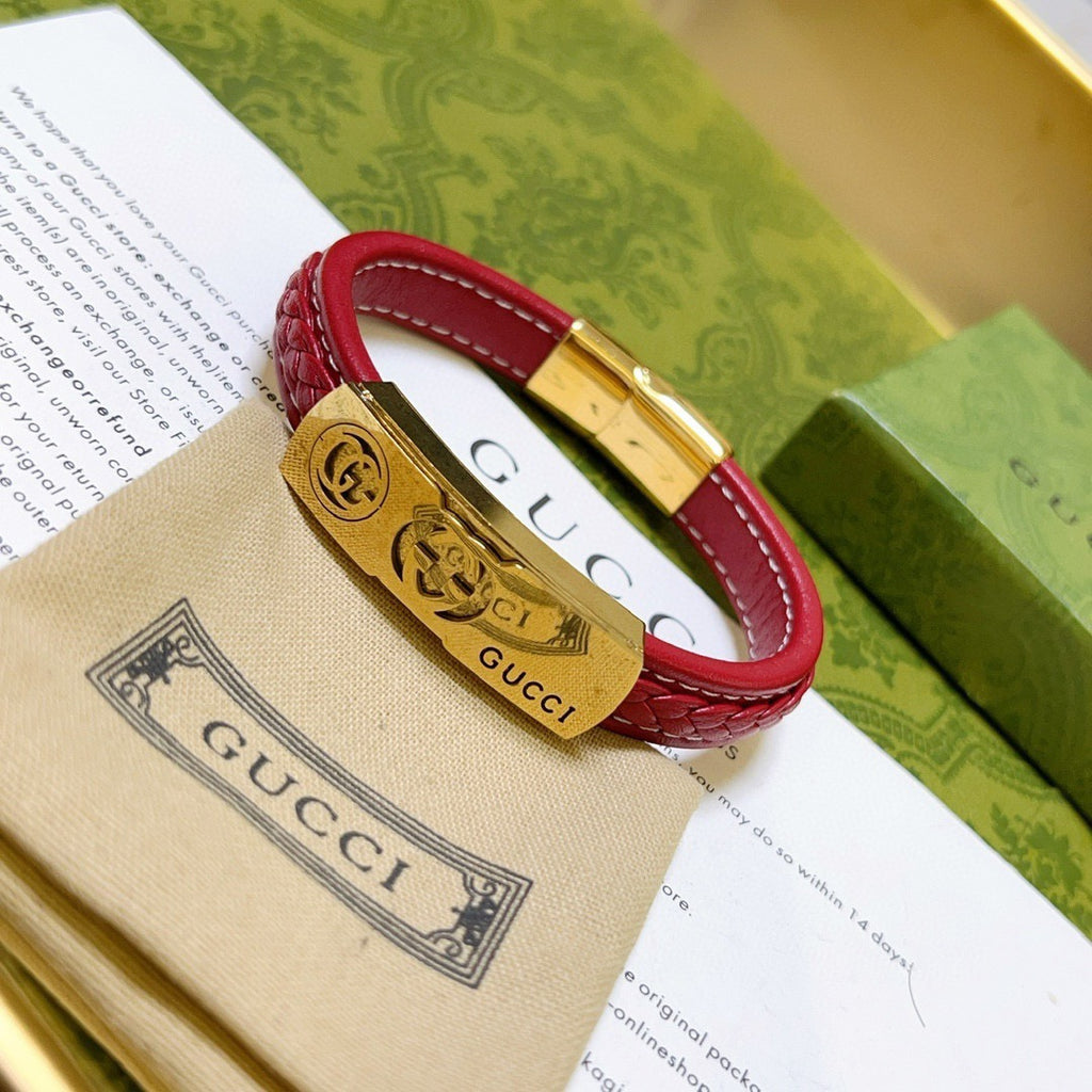 Gucci Anger Forest Interlocking G Guitar Antiqued Leather Bracelet - album image 9