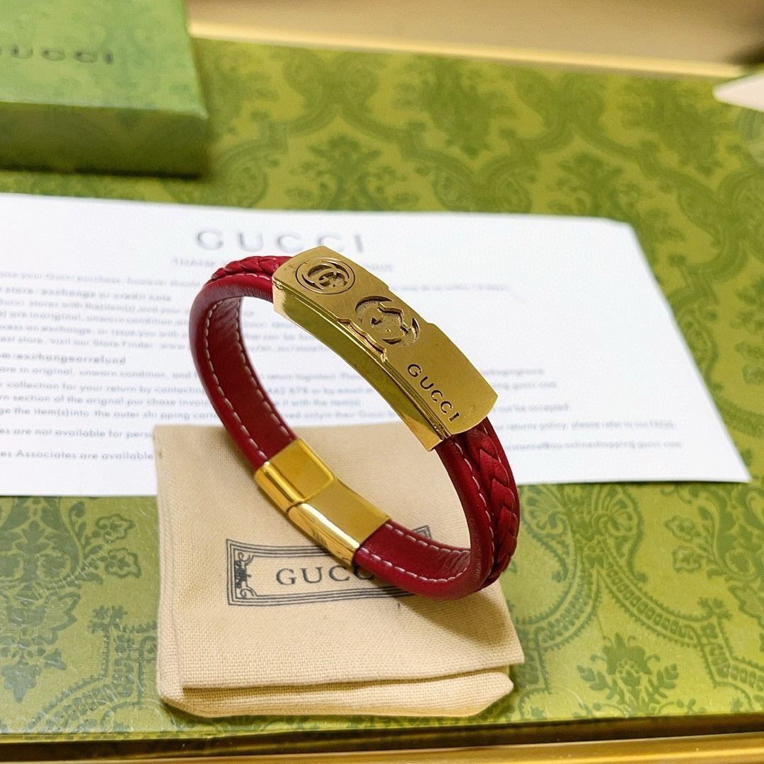 Gucci Anger Forest Interlocking G Guitar Antiqued Leather Bracelet - album image 5